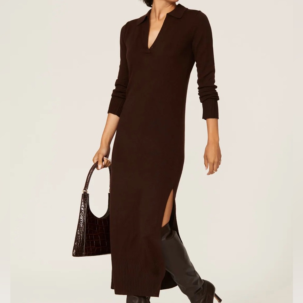 STAUD Crown Polo Long Sleeve Sweater Dress